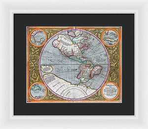 Old Map Of The Americas 1633 - Framed Print