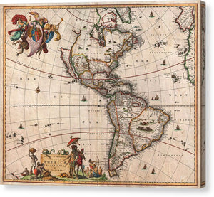 Old Map Of The Americas 1658 - Canvas Print