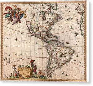 Old Map Of The Americas 1658 - Canvas Print