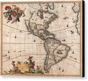 Old Map Of The Americas 1658 - Canvas Print