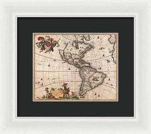 Old Map Of The Americas 1658 - Framed Print