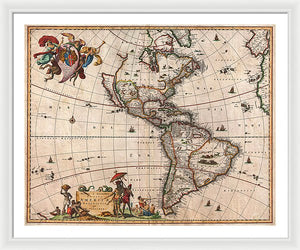 Old Map Of The Americas 1658 - Framed Print