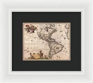 Old Map Of The Americas 1658 - Framed Print