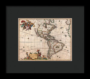 Old Map Of The Americas 1658 - Framed Print