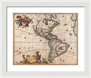 Old Map Of The Americas 1658 - Framed Print