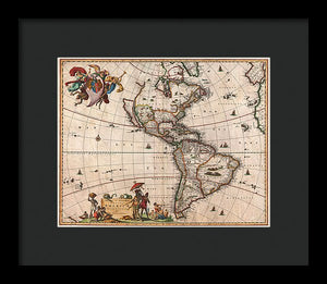 Old Map Of The Americas 1658 - Framed Print