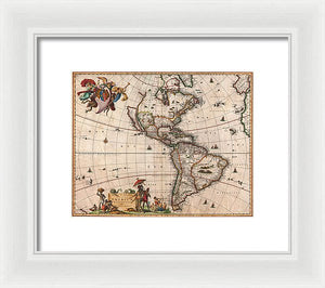 Old Map Of The Americas 1658 - Framed Print