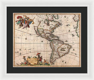 Old Map Of The Americas 1658 - Framed Print