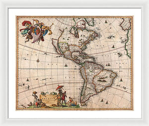 Old Map Of The Americas 1658 - Framed Print