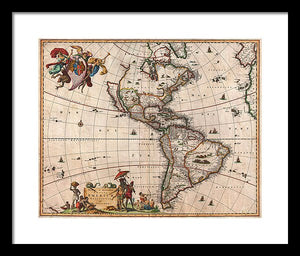 Old Map Of The Americas 1658 - Framed Print