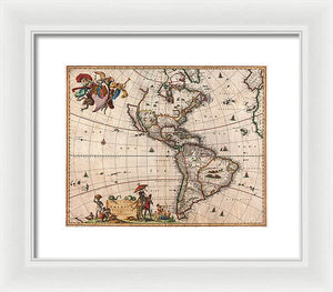 Old Map Of The Americas 1658 - Framed Print