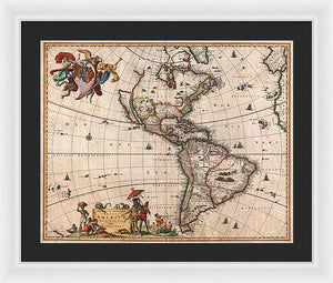 Old Map Of The Americas 1658 - Framed Print