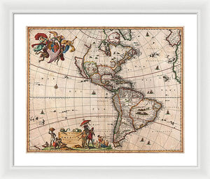 Old Map Of The Americas 1658 - Framed Print