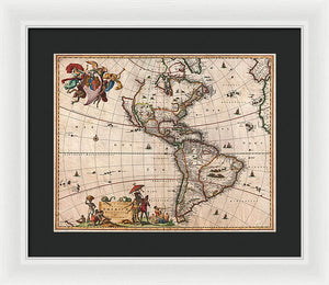 Old Map Of The Americas 1658 - Framed Print