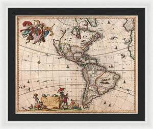 Old Map Of The Americas 1658 - Framed Print