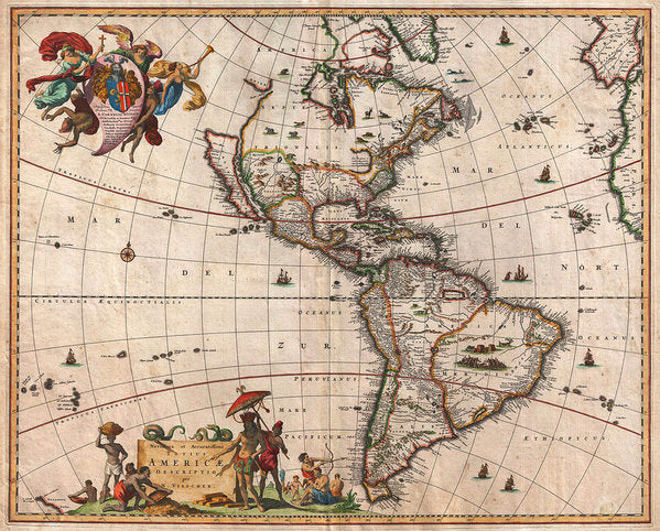 Old Map Of The Americas 1658 - Art Print