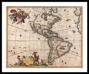 Old Map Of The Americas 1658 - Framed Print