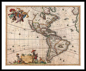 Old Map Of The Americas 1658 - Framed Print