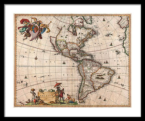 Old Map Of The Americas 1658 - Framed Print