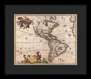 Old Map Of The Americas 1658 - Framed Print