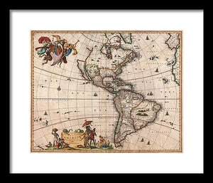 Old Map Of The Americas 1658 - Framed Print