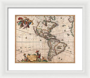 Old Map Of The Americas 1658 - Framed Print