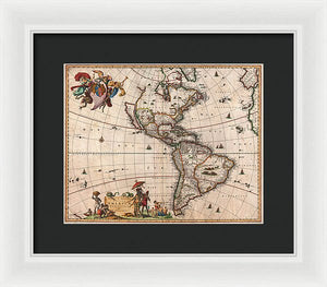 Old Map Of The Americas 1658 - Framed Print