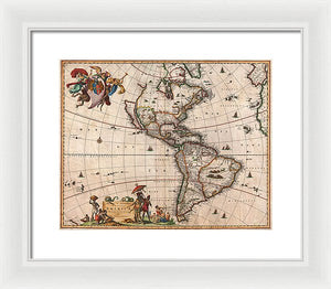 Old Map Of The Americas 1658 - Framed Print