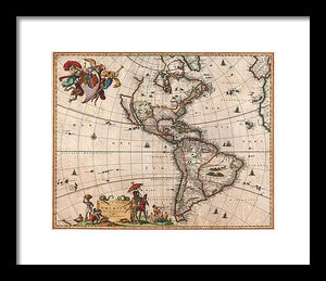 Old Map Of The Americas 1658 - Framed Print