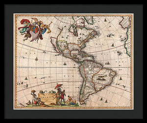 Old Map Of The Americas 1658 - Framed Print