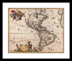 Old Map Of The Americas 1658 - Framed Print