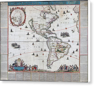 Old Map Of The Americas 1660 - Canvas Print