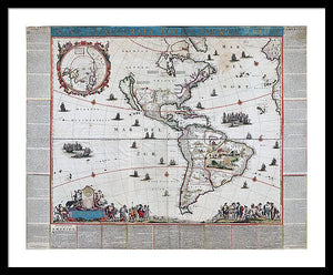 Old Map Of The Americas 1660 - Framed Print