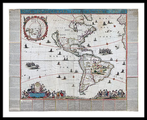 Old Map Of The Americas 1660 - Framed Print