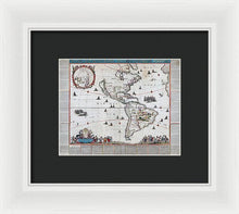 Load image into Gallery viewer, Old Map Of The Americas 1660 - Framed Print