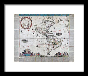 Old Map Of The Americas 1660 - Framed Print