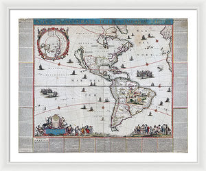 Old Map Of The Americas 1660 - Framed Print