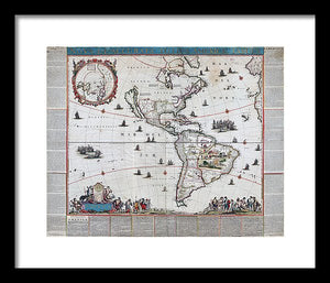 Old Map Of The Americas 1660 - Framed Print