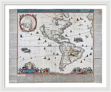 Load image into Gallery viewer, Old Map Of The Americas 1660 - Framed Print