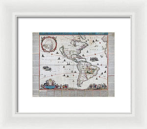 Old Map Of The Americas 1660 - Framed Print