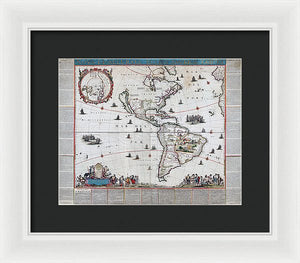 Old Map Of The Americas 1660 - Framed Print