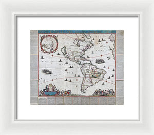 Old Map Of The Americas 1660 - Framed Print