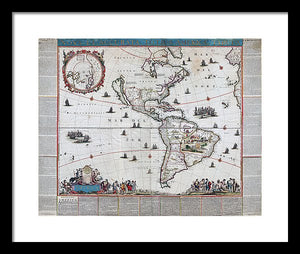 Old Map Of The Americas 1660 - Framed Print