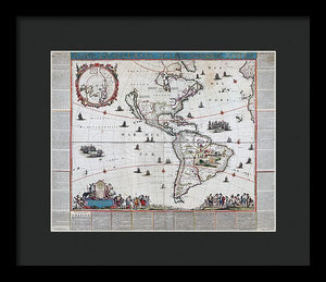 Old Map Of The Americas 1660 - Framed Print