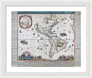 Old Map Of The Americas 1660 - Framed Print