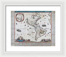 Load image into Gallery viewer, Old Map Of The Americas 1660 - Framed Print