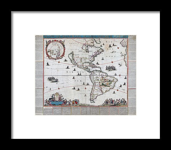 Old Map Of The Americas 1660 - Framed Print