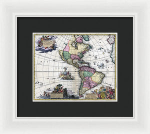 Old Map Of The Americas 1700 - Framed Print