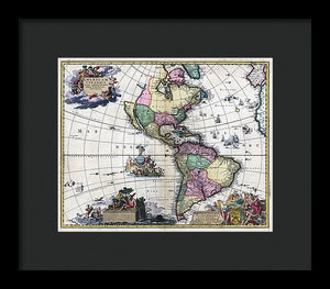 Old Map Of The Americas 1700 - Framed Print