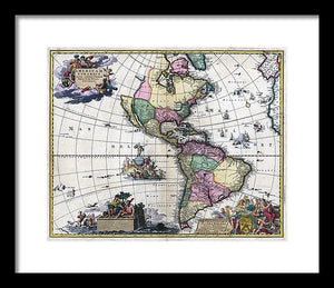 Old Map Of The Americas 1700 - Framed Print